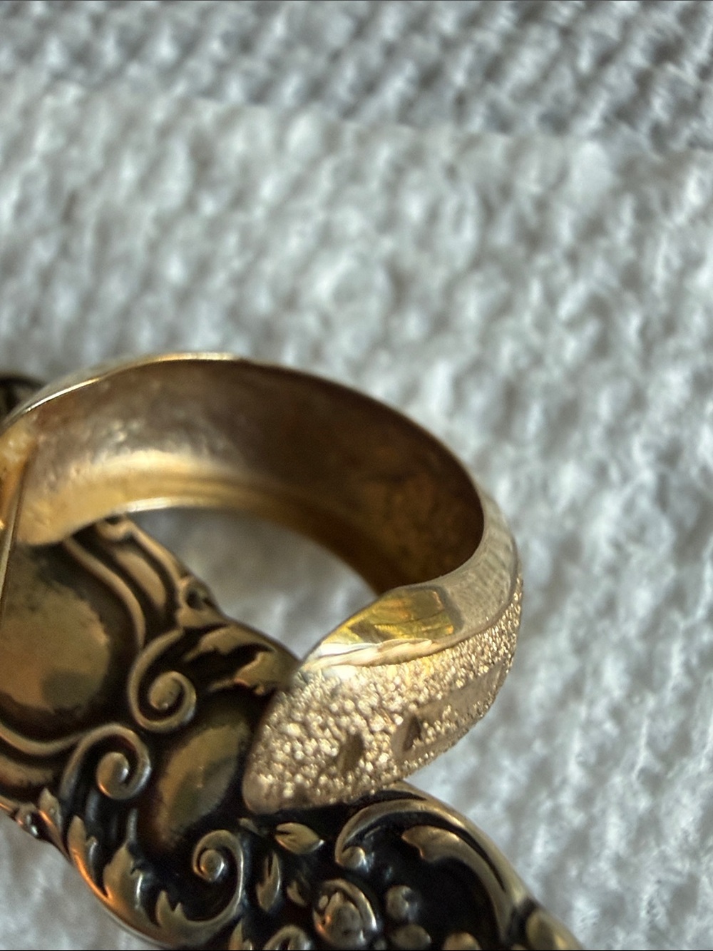 Textured Gold Wide Band Ring for Women
